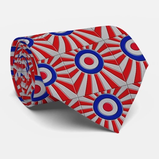 Mod Roundel Sunburst Design in koolstofvezelstijl Stropdas (Opgerold)