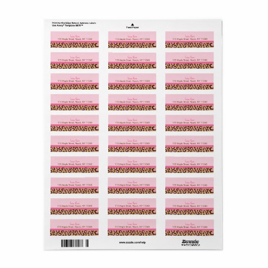 Mod Roze Cheetah Print Oerwoud Adresetiketten Etiket (Full Sheet)