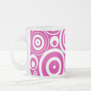 Mod roze en witte, concentrieke Retrocirkels Matglas Koffiemok