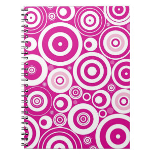 Mod roze en witte, concentrieke Retrocirkels Notitieboek