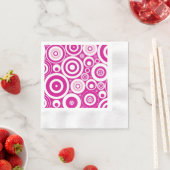 Mod roze en witte, concentrieke Retrocirkels Servet (Insitu)
