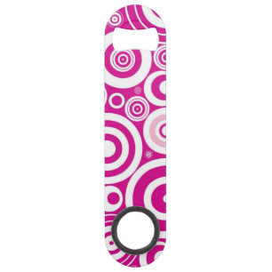 Mod roze en witte, concentrieke Retrocirkels Speed Flessenopener