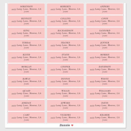 MOD ROZE TULP BRUILOFT ADRESETIKETTEN STICKER (Vel)