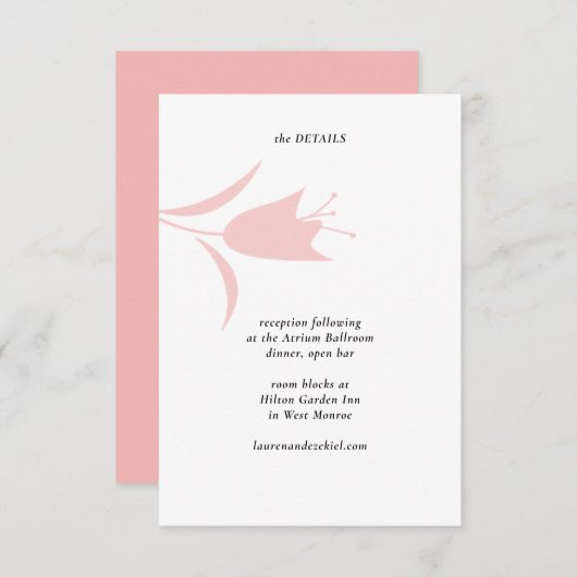 MOD ROZE TULP BRUILOFT INFORMATIEKAARTJE (Voorkant / Achterkant)