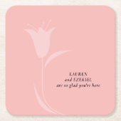 MOD ROZE TULP BRUILOFT VIERKANTE KARTONNEN ONDERZETTER (Voorkant)