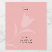 MOD ROZE TULP BRUILOFT WIJN ETIKET (Enkel label)