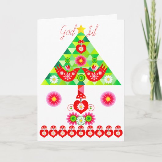 Mod Scandi Kerst Vogel Kaart (Voorkant)