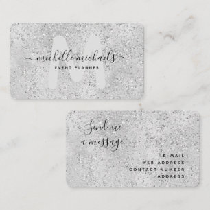 Mod Silver Luxury Glitter Monogram Visitekaartje