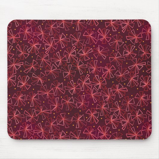 Mod Starburst Maroon en roze Muismat (Voorkant)