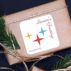 Mod Stars, Mid-Century Modern Retro Kerstmis Vierkante Sticker