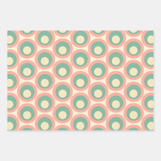 Mod Stippen Retro Blauwgroen en Blush Roze Patroon Inpakpapier Vel (Voorkant)