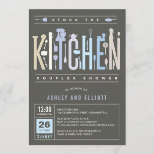 Mod Stock The Kitchen Couples Shoples Invitation