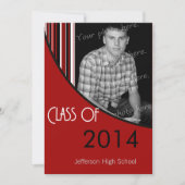 Mod Stripes Graduation Party nodigt rood en zwart  Kaart (Voorkant)