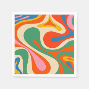 Mod Swirl Retro Trippy Colorful Abstract Patroon Servet