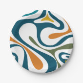 Mod Swirl Trippy Retro Modern Abstract Patroon Papieren Bordje (Voorkant)