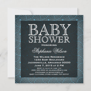 Mod Swirls Baby shower Invite, Blue Kaart