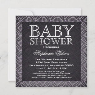 Mod Swirls Baby shower Invite, Lila Kaart