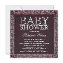 Mod Swirls Baby shower Invite, Roze