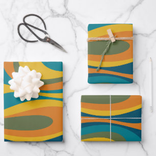 Mod Thang Trippy Retro Modern Multi Color Abstract Inpakpapier Vel