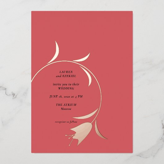 Mod Tulip Folie bruiloft uitnodiging Folie uitnodi (Voorkant)