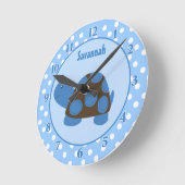 Mod Turtle (Bleu) Horloge murale Ajouter un nom (Angle)