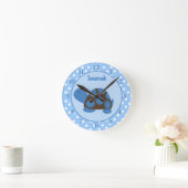 Mod Turtle (Bleu) Horloge murale Ajouter un nom (Maison)