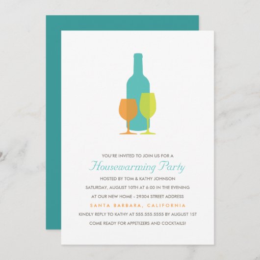 Mod Vino Housewarming Party Invitation Kaart (Voorkant / Achterkant)