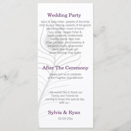 Mod violet, bleu turquoise paon programmes de mari (Dos)