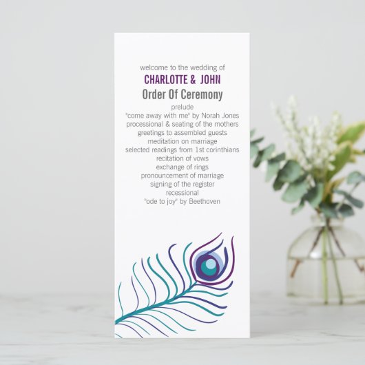 Mod violet, bleu turquoise paon programmes de mari (Debout devant)