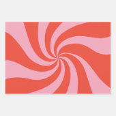 Mod Wavy Groovy Hippie Retro Kerst Roze Rood Inpakpapier Vel (Voorkant)