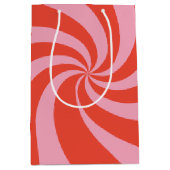 Mod Wavy Groovy Hippie Retro Kerst Roze Rood Medium Cadeauzakje (Voorkant)