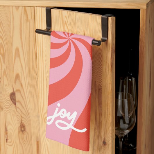 Mod Wavy Retro Kerst Snoep Roze Rode Vakantie Theedoek (Derde Gevouwen)