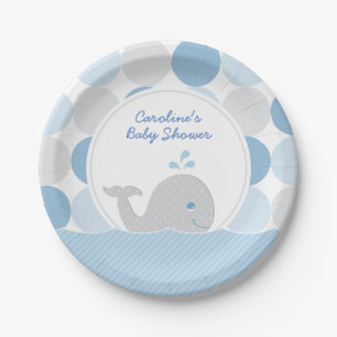 Mod Whale Baby Jongen Douche Blauw & Grijs Papieren Bordje