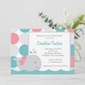 Mod Whale Coral & Invitation Baby shower Turquoise (Debout devant)