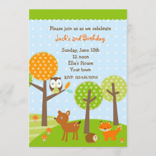 Mod woodgebied Owl BIrthday Party Invitations Kaart