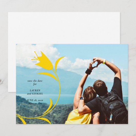 MOD YELLOW TULP WEDDING BEWAAR DE DATUM KAART (Voorkant / Achterkant)