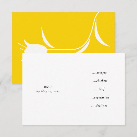 MOD YELLOW TULP WEDDING RSVP KAARTJE (Voorkant / Achterkant)