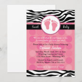 Mod Zebra Print Baby Shower Invitaties Kaart (Voorkant / Achterkant)