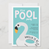 Mod Zwaan | Zwemborrel Verjaardagsuitnodiging Kaart (Voorkant)