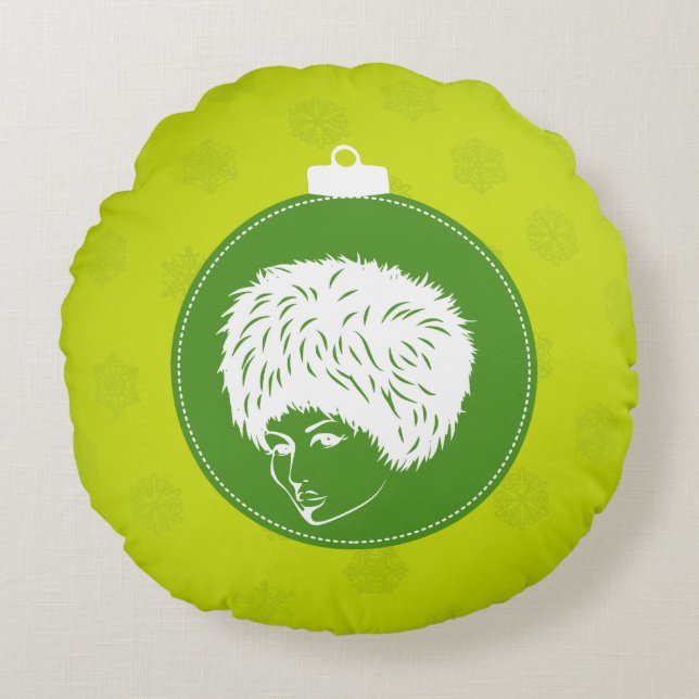 Modachtig Limoen kerstfeest Rond Kussen (Voorkant)