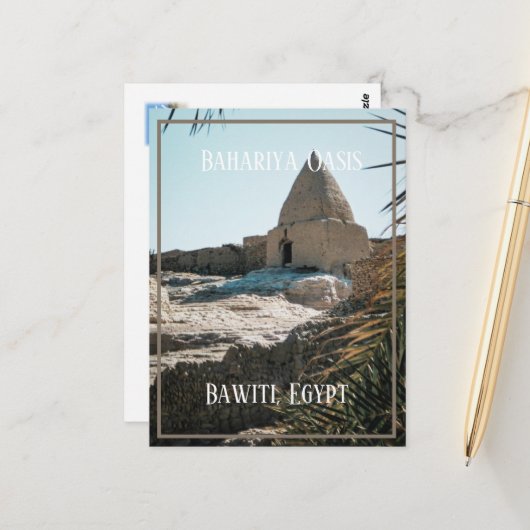 Modderbaksteengebouw, Bahariya Oasis, Egypte Briefkaart (Voorkant / Achterkant in situ)