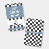 Modderfiets Baby Shower Feest Pit Crew VIP Pas Badge (Voor- en achterkant)