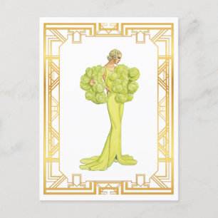  Mode 1940 Limoen Hollywood Gown Art Briefkaart