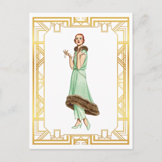  Mode 20s Flapper Pant Dress Art Briefkaart (Voorkant)