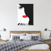 Mode art, noir blanc rouge lèvres femme toile (Insitu(Chambre))