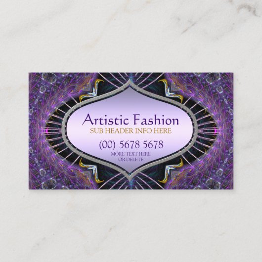Mode artistique Fractal Art violet Carte de visite (Devant)