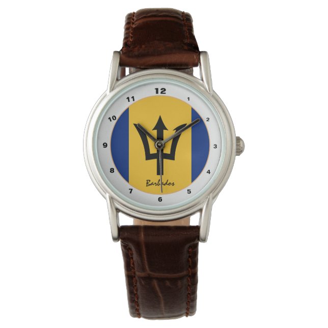 Mode Barbados Flag & Barbados trendy Horloge (Voorkant)