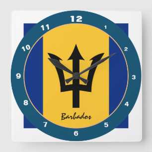 Mode Barbados Flag & Barbados trendy Vierkante Klok