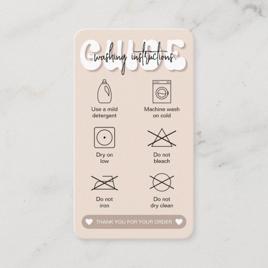 Mode Beige Retro Instructions de lavage Cartes de  (Devant)