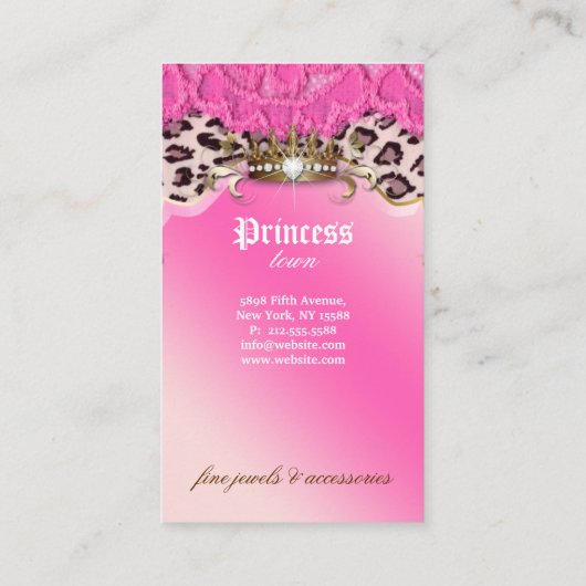 Mode Bijoux Carte de visite Léopard Dentelle rose (Dos)